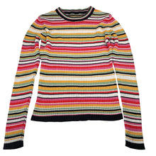 Load image into Gallery viewer, Girls colourful, ribbed knit sweater / jumper (no size), armpit to armpit: 36cm' shoulder to cuff: 58cm, GUC, size 12-14,  