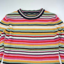 Load image into Gallery viewer, Girls colourful, ribbed knit sweater / jumper (no size), armpit to armpit: 36cm' shoulder to cuff: 58cm, GUC, size 12-14,  