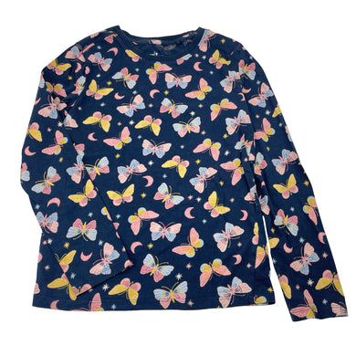 Girls Anko, navy cotton long sleeve top, butterflies, GUC, size 9,  