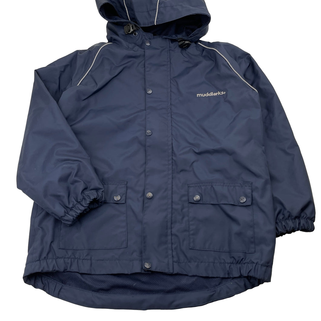 Unisex Muddlarks, navy mesh-lined waterproof jacket / raincoat, GUC, size 7,  