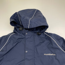 Load image into Gallery viewer, Unisex Muddlarks, navy mesh-lined waterproof jacket / raincoat, GUC, size 7,  