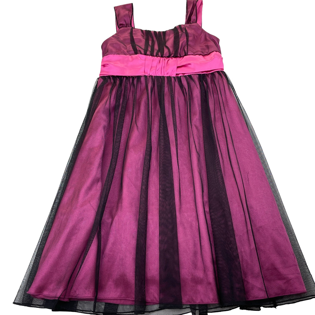 Girls Kids Stuff, pink & black tulle party dress, small hole back skirt), FUC, size 5, L: 69cm