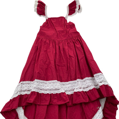 Girls cotton, summer high-low dress, FUC, size 6, L: 59cm at front