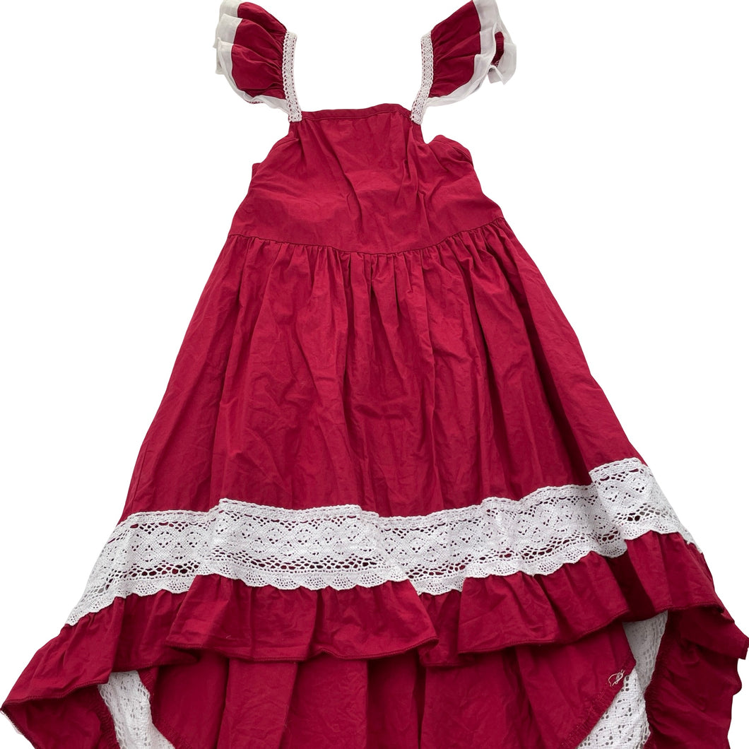 Girls cotton, summer high-low dress, FUC, size 6, L: 59cm at front