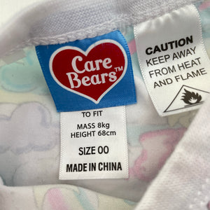 Girls Care Bears, lightweight stretchy pyjama top, FUC, size 00,  