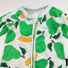 Load image into Gallery viewer, Unisex Bonds, zip Wondersuit / zippy / romper, pears, GUC, size 0000,  