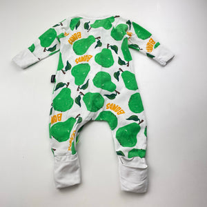 Unisex Bonds, zip Wondersuit / zippy / romper, pears, GUC, size 0000,  
