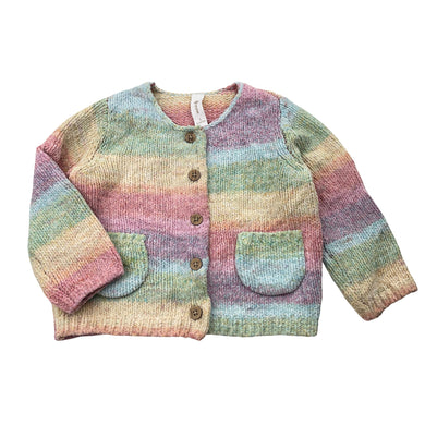 Girls Dymples, rainbow knit cardigan / sweater, GUC, size 1,  