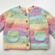 Load image into Gallery viewer, Girls Dymples, rainbow knit cardigan / sweater, GUC, size 1,  