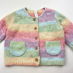 Girls Dymples, rainbow knit cardigan / sweater, GUC, size 1,  
