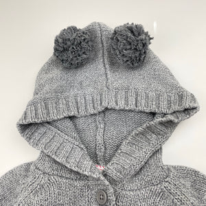 Unisex Seed, knitted cotton hooded cardigan / sweater, EUC, size 0,  