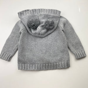 Unisex Seed, knitted cotton hooded cardigan / sweater, EUC, size 0,  