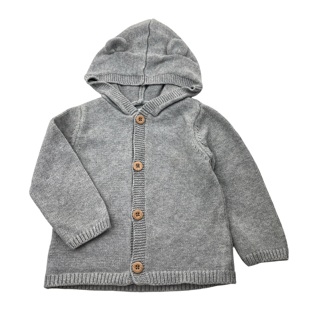 Unisex Pekkle, knitted cotton hooded cardigan / sweater, EUC, size 1,  