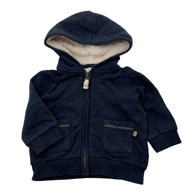 Boys Jack & Milly, navy fleece-lined zip hoodie sweater, GUC, size 00,  