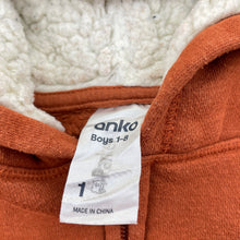 Load image into Gallery viewer, Boys Anko, fleece-lined zip hoodie sweater, FUC, size 1,  