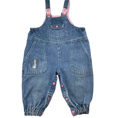 Girls Peter Rabbit, vintage denim overalls / dungarees, FUC, size 0-1,  