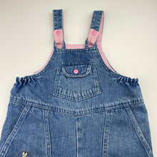 Load image into Gallery viewer, Girls Peter Rabbit, vintage denim overalls / dungarees, FUC, size 0-1,  