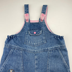 Girls Peter Rabbit, vintage denim overalls / dungarees, FUC, size 0-1,  