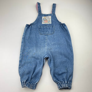 Girls Peter Rabbit, vintage denim overalls / dungarees, FUC, size 0-1,  