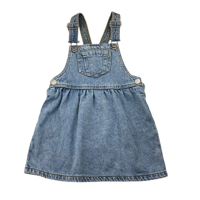 Girls 1964 Denim Co, denim overalls dress / pinafore, GUC, size 2, L: 51cm
