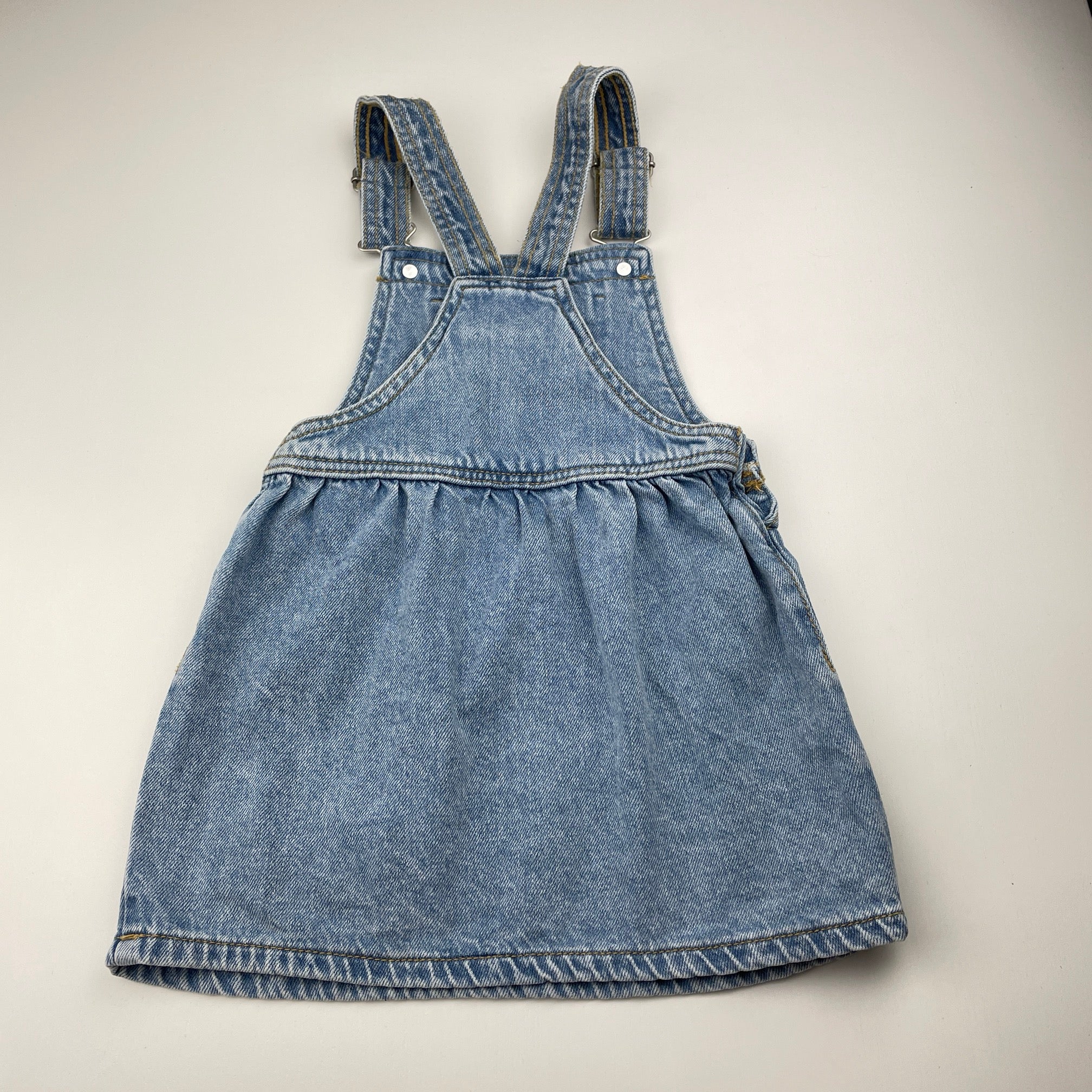 1964 Denim Co, denim overalls dress / pinafore, GUC, size 2, L: 51cm DaisyChainClothing 1964 Denim Co, denim overalls dress / pinafore, GUC, size 2, L: 51cm DaisyChainClothing