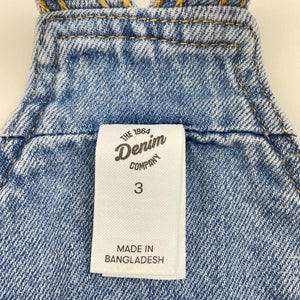 Girls 1964 Denim Co, denim overalls dress / pinafore, GUC, size 3, L: 55cm