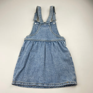 Girls 1964 Denim Co, denim overalls dress / pinafore, GUC, size 3, L: 55cm