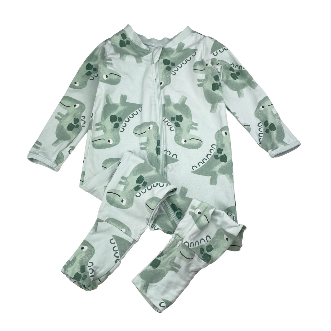 Unisex Anko, soft feel stretchy zip romper, dinosaurs, FUC, size 0,  