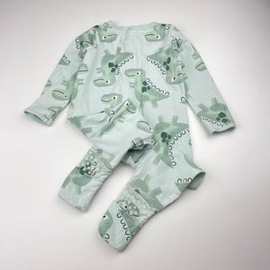 Unisex Anko, soft feel stretchy zip romper, dinosaurs, FUC, size 0,  