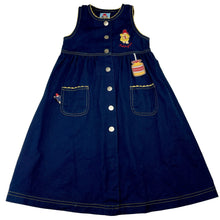 Load image into Gallery viewer, Girls Paddington Bear, vintage embroidered cotton maxi dress, armpit to armpit: 28cm, EUC, size 2, L: 62cm
