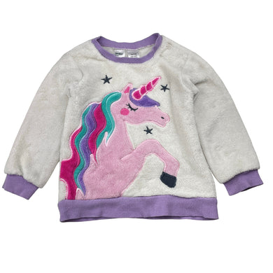 Girls Anko, fleece winter pyjama top, unicorn, FUC, size 2,  