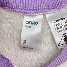 Load image into Gallery viewer, Girls Anko, fleece winter pyjama top, unicorn, FUC, size 2,  