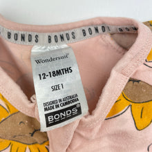 Load image into Gallery viewer, Girls Bonds, zip Wondersuit / zippy / romper, sunflowers, FUC, size 1,  