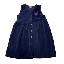 Load image into Gallery viewer, Girls KIDS CLUB, vintage soft feel navy corduroy pinafore dress, FUC, size 2, L: 53cm