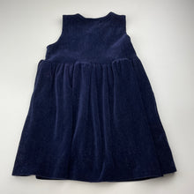 Load image into Gallery viewer, Girls KIDS CLUB, vintage soft feel navy corduroy pinafore dress, FUC, size 2, L: 53cm