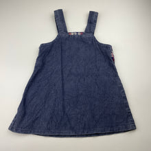 Load image into Gallery viewer, Girls Ladybird, vintage corduroy cotton overalls dress / pinafore, wash fade, FUC, size 2, L: 50cm