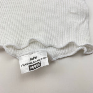 Unisex Bonds, white ribbed cotton singlet top, GUC, size 00,  