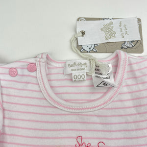 Girls Earth Nymph, embroidered soft cotton bodysuit / romper, NEW, size 000,  