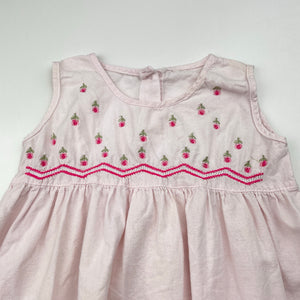 Girls embroidered, pink cotton top (no labels), armpit to armpit: 25cm, GUC, size 00,  