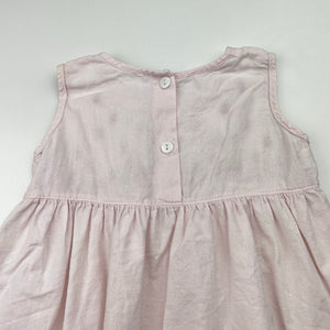 Girls embroidered, pink cotton top (no labels), armpit to armpit: 25cm, GUC, size 00,  
