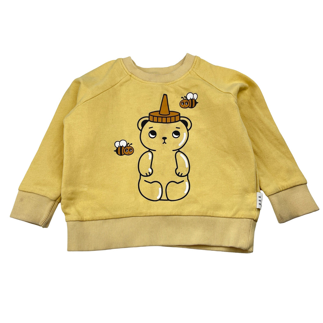 Unisex HUX, organic cotton sweater / jumper, marks front & sleeve, FUC, size 2,  
