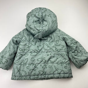 Boys Anko, fleece-lined jacket / coat, dinosaurs, FUC, size 0,  