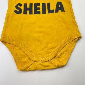 Unisex Baby Berry, yellow cotton bodysuit / romper, EUC, size 1,  