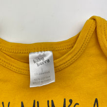 Load image into Gallery viewer, Unisex Baby Berry, yellow cotton bodysuit / romper, EUC, size 1,  