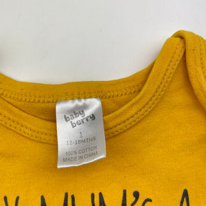 Unisex Baby Berry, yellow cotton bodysuit / romper, EUC, size 1,  