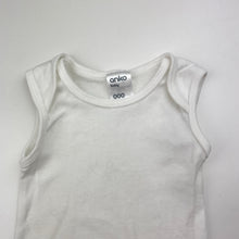 Load image into Gallery viewer, Unisex Anko, white cotton bodysuit / romper, EUC, size 000,  