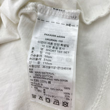 Load image into Gallery viewer, Girls Adidas, white cotton tee / top, pink mark on front, FUC, size 6-7,  