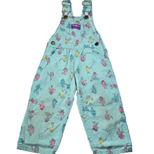Load image into Gallery viewer, Girls Osh Kosh, vintage fingerprint overalls, made in USA *discolouration knees &amp; bottom, marks front &amp; back legs*, FUC, size 2,  
