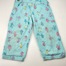 Load image into Gallery viewer, Girls Osh Kosh, vintage fingerprint overalls, made in USA *discolouration knees &amp; bottom, marks front &amp; back legs*, FUC, size 2,  