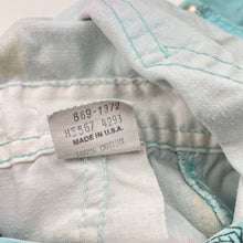 Load image into Gallery viewer, Girls Osh Kosh, vintage fingerprint overalls, made in USA *discolouration knees &amp; bottom, marks front &amp; back legs*, FUC, size 2,  